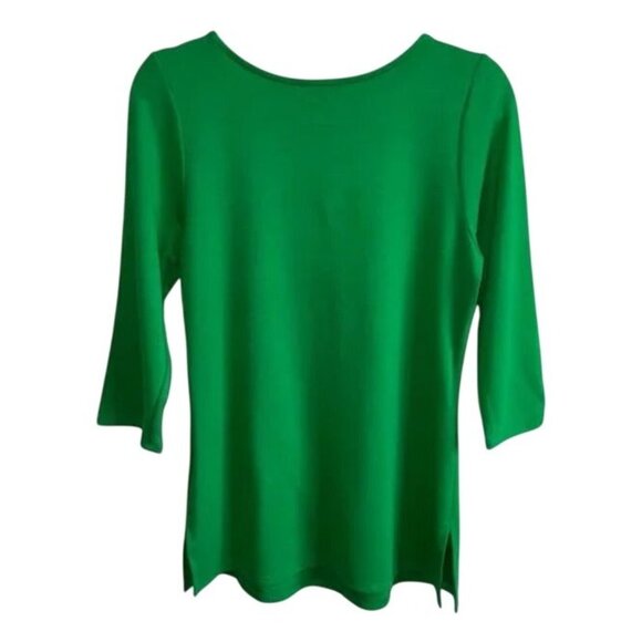 3/4 Women's Sleeve Round Neck with Slit Top Large - Picture 3 of 6